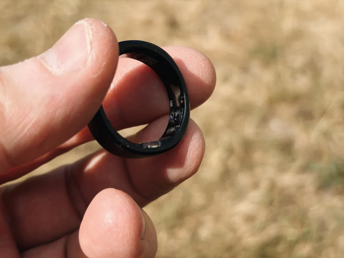 Close-up of the inside of the RingConn Gen 3 showing its sensors and inner surface.