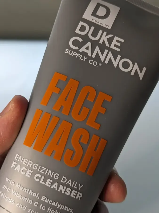 Jerome holding Duke Cannon Face Wash