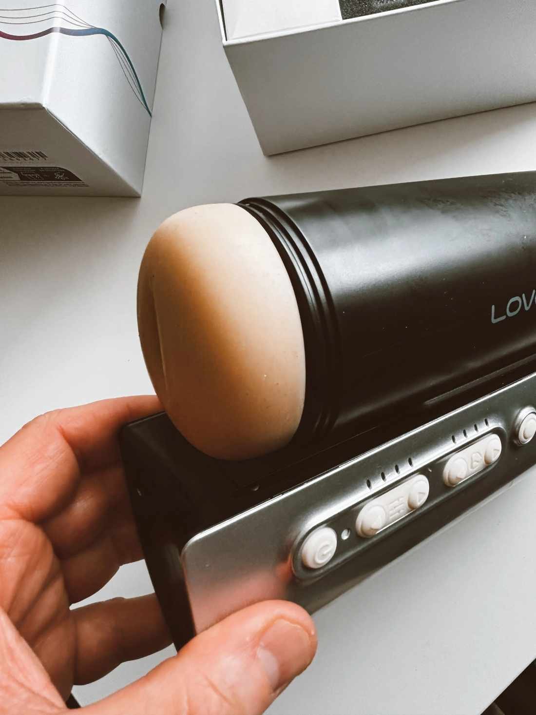 Soft realistic sleeve opening of the Lovense Solace Pro male masturbator