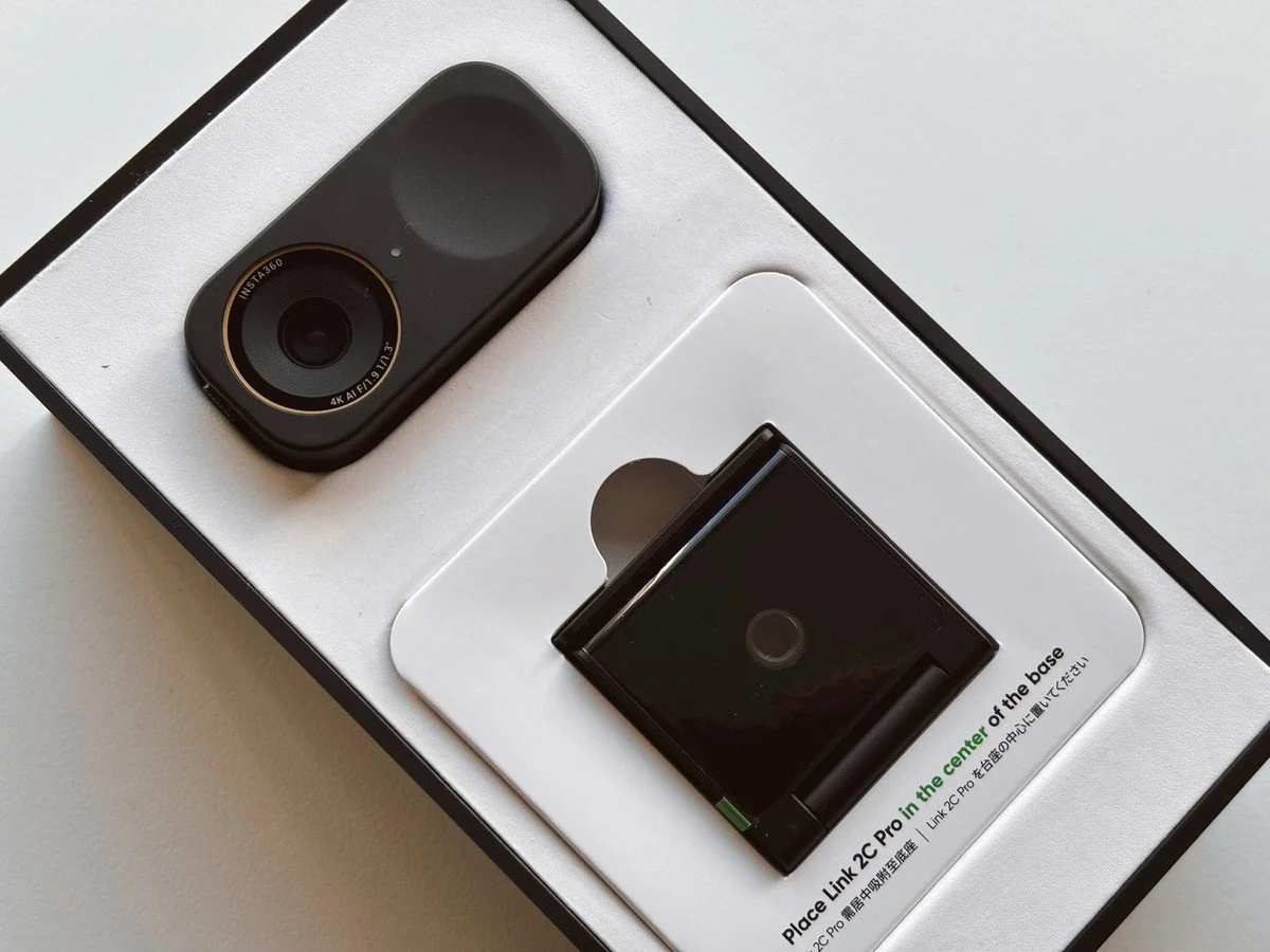 Insta360 Link 2C Pro webcam unboxing with mounting accessory