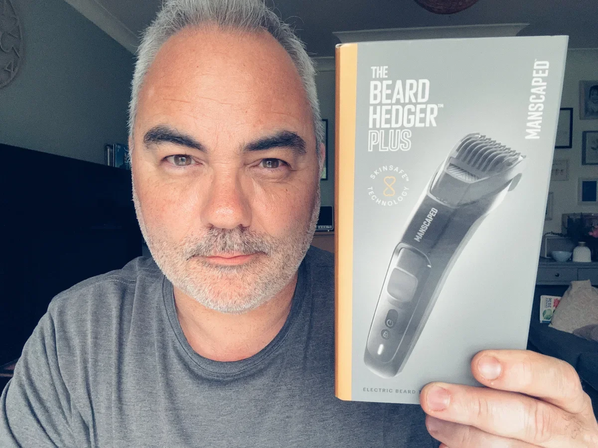 Jerome showing the packaging of the new Beard Hedger Plus