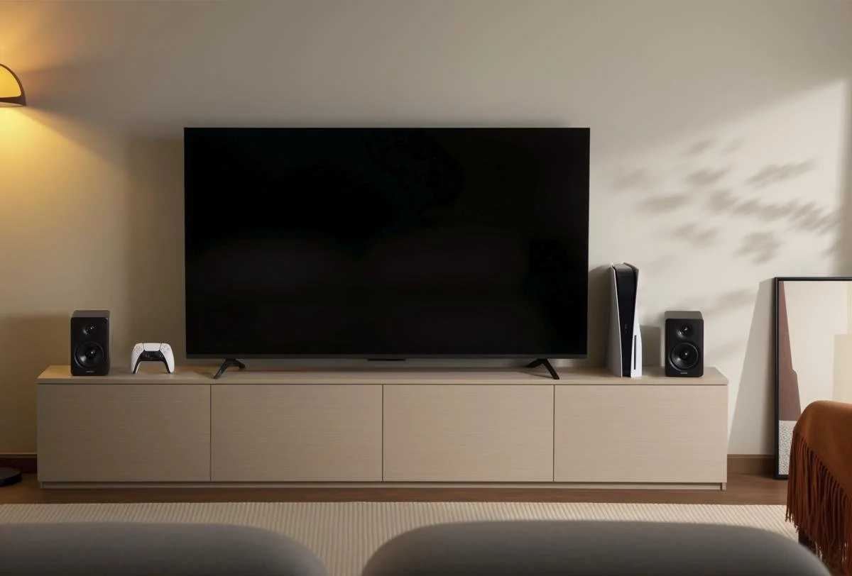 Edifier M90 active speakers living room setup