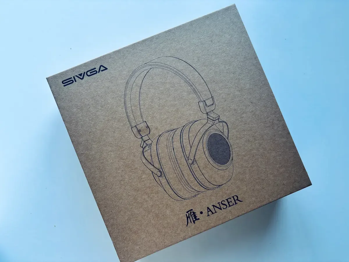 Minimalist retail packaging for the SIVGA Anser open-back headphones.