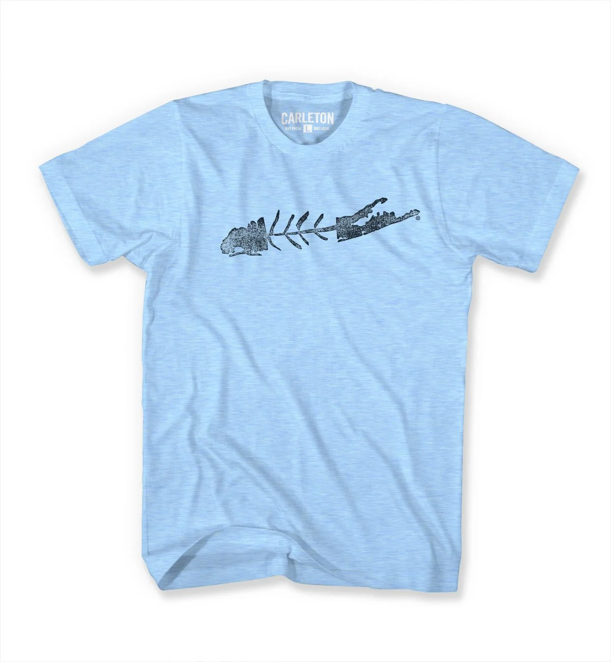Carleton Stamped LI Fish Tee / Columbia Blue