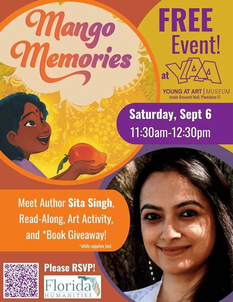 Join us at Young At Art Museum on Sept 6th. I&rsquo;ll be reading Mango Memories followed by an art activity by @youngatartmuseum, and @flhumanities will give away copies of the book. You don&rsquo;t want to miss this free event. 🥭📚

**Register wit