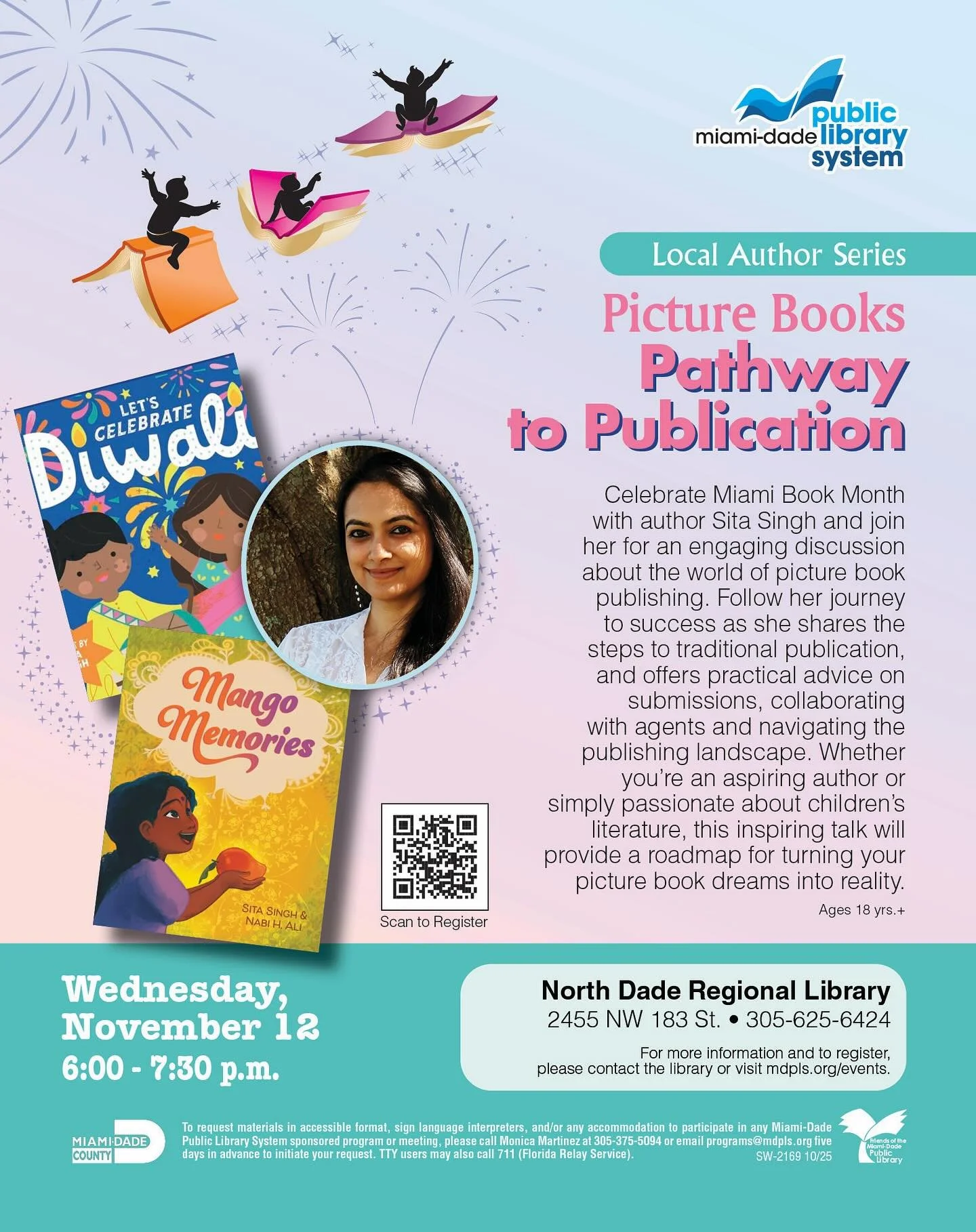 Local friends, I&rsquo;m so looking forward to sharing my journey into children&rsquo;s writing and hope you&rsquo;ll join me for this insightful session. Thank you @miamidadepubliclibrary for the invitation. It&rsquo;s always a pleasure to connect w