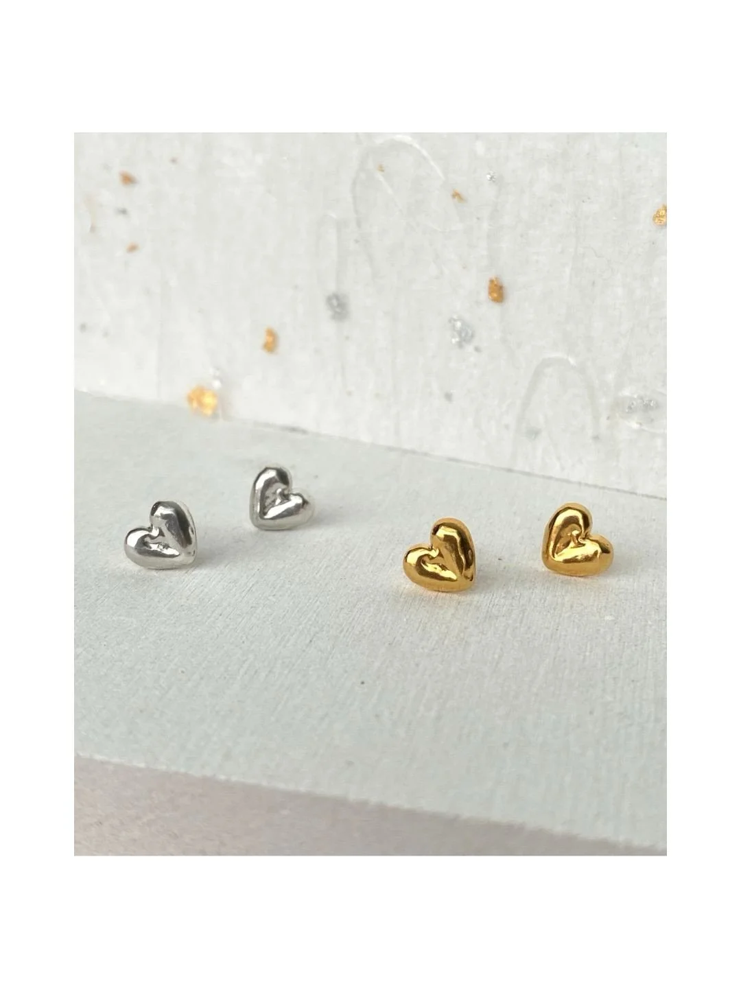 Haven&rsquo;t shared these cuties for a while. Perfectly imperfect, handmade heart studs from @goldheartedclub and mine&rsquo;s &lsquo;Heart of Gold&rsquo; collection.

Silver &pound;60 and &pound;70 for gold vermeil with 10% of each sale donated to 