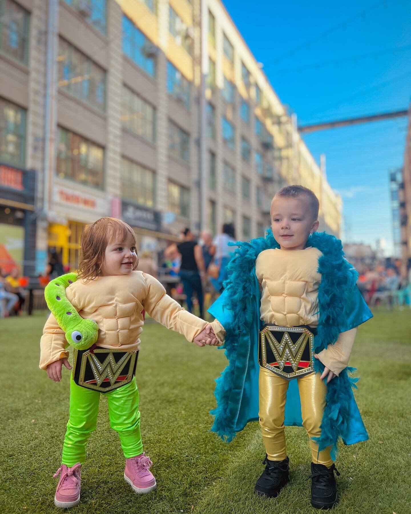 Some early trick or treat fun with these Hulkamaniacs. Thanks to @industrycity for always having something fun to do with our kids whether ice skating or book readings @powerhouseatic any of the other fun things we've done together #industrycity #ich