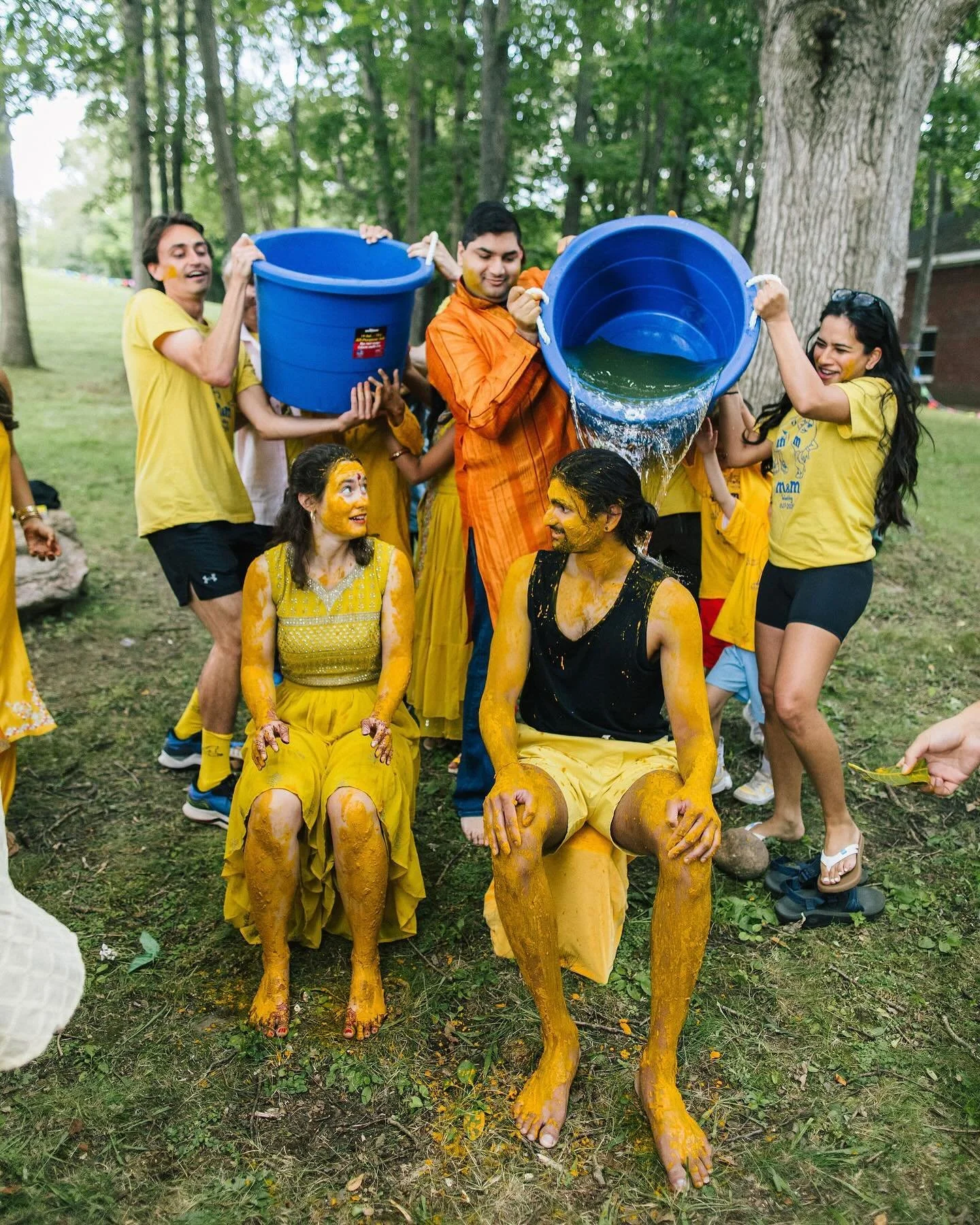 Yes, that water was cold 😆 epic way to culminate the Haldi ceremony for Mackenzie &amp; Mehul! This was such a lovely weekend for these two and their families in a backyard celebration for the books* As always, incredible vendors, a gracious and tru