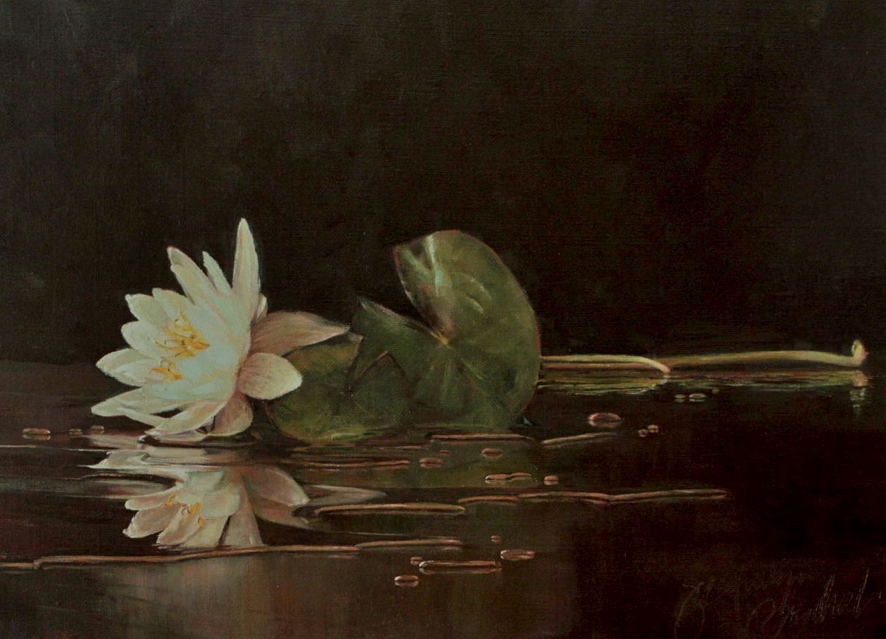 “Water Lily”  10x16  linen panel