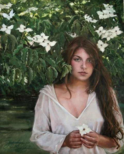 “Dogwood Blossom”  24x28 oil on linen panel