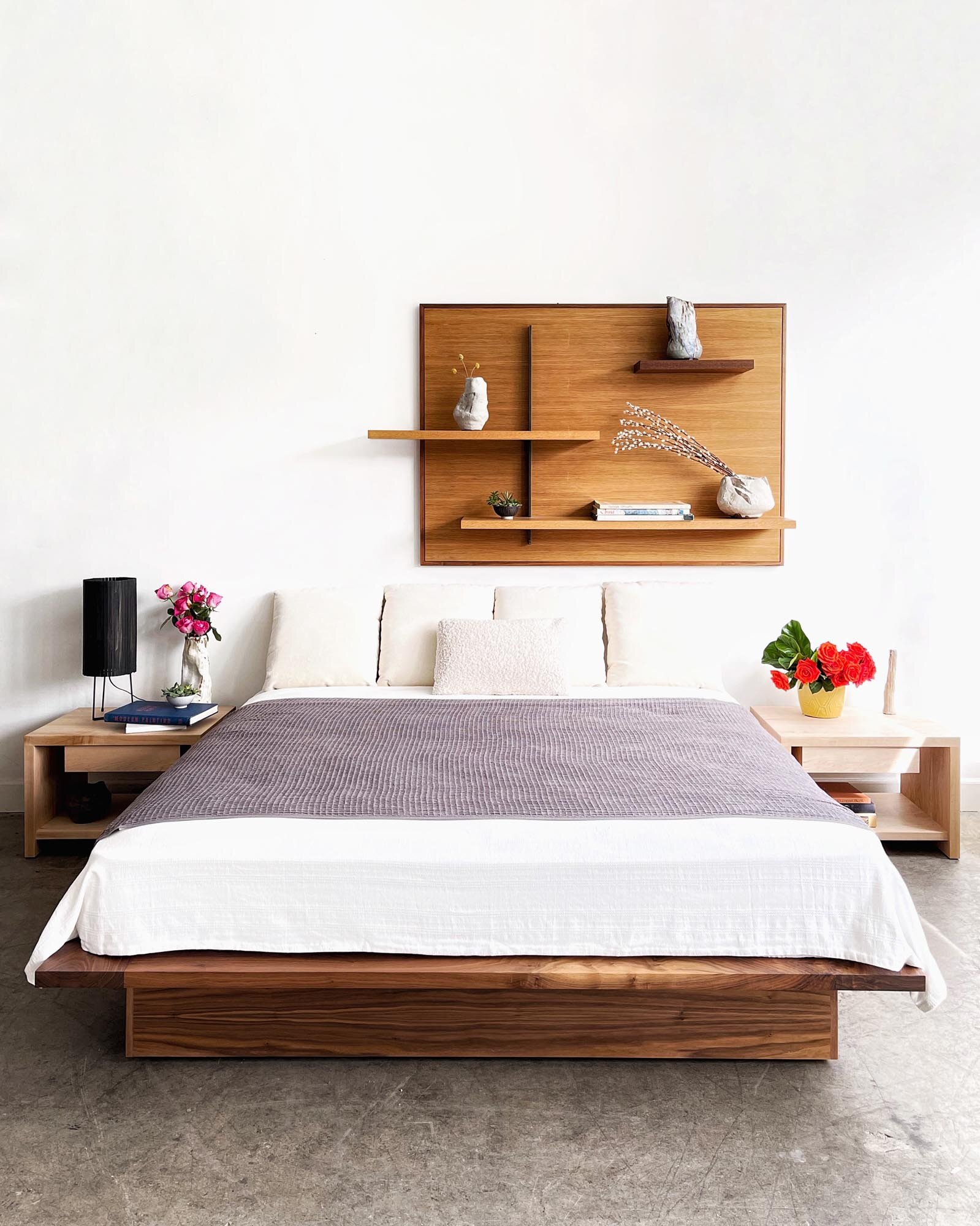  Winter Side Tables shown with  Float Platform Bed  