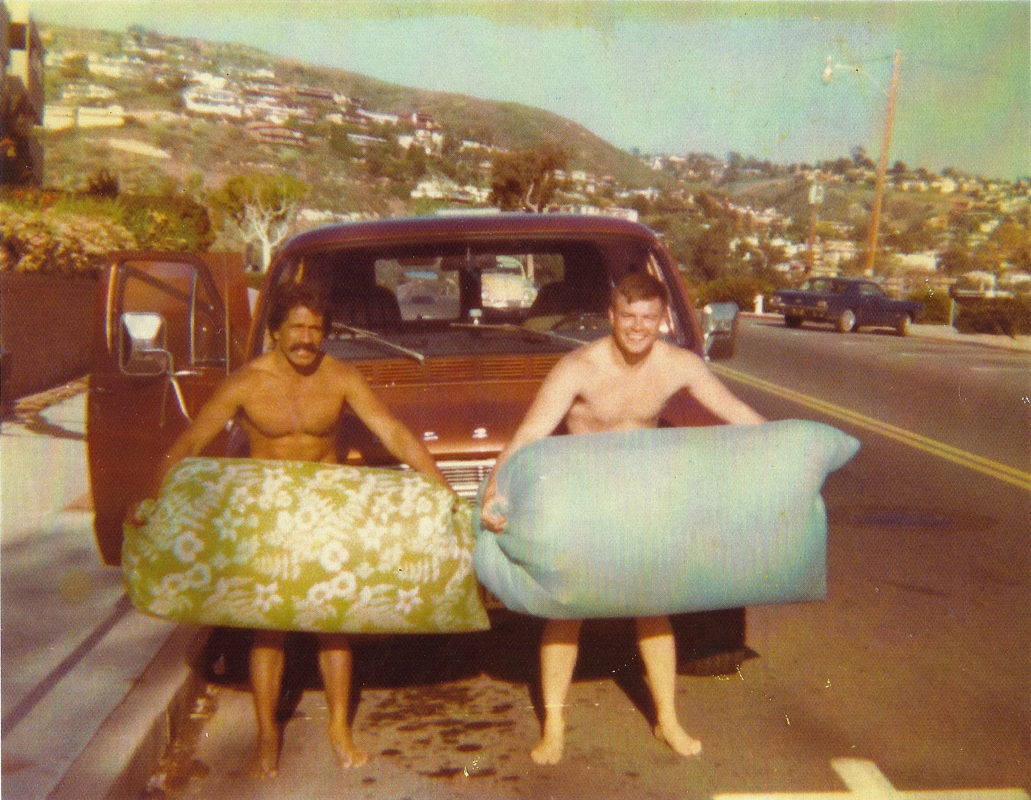 Al Santos and Rob Hauser. Laguna Beach, California. 1969
