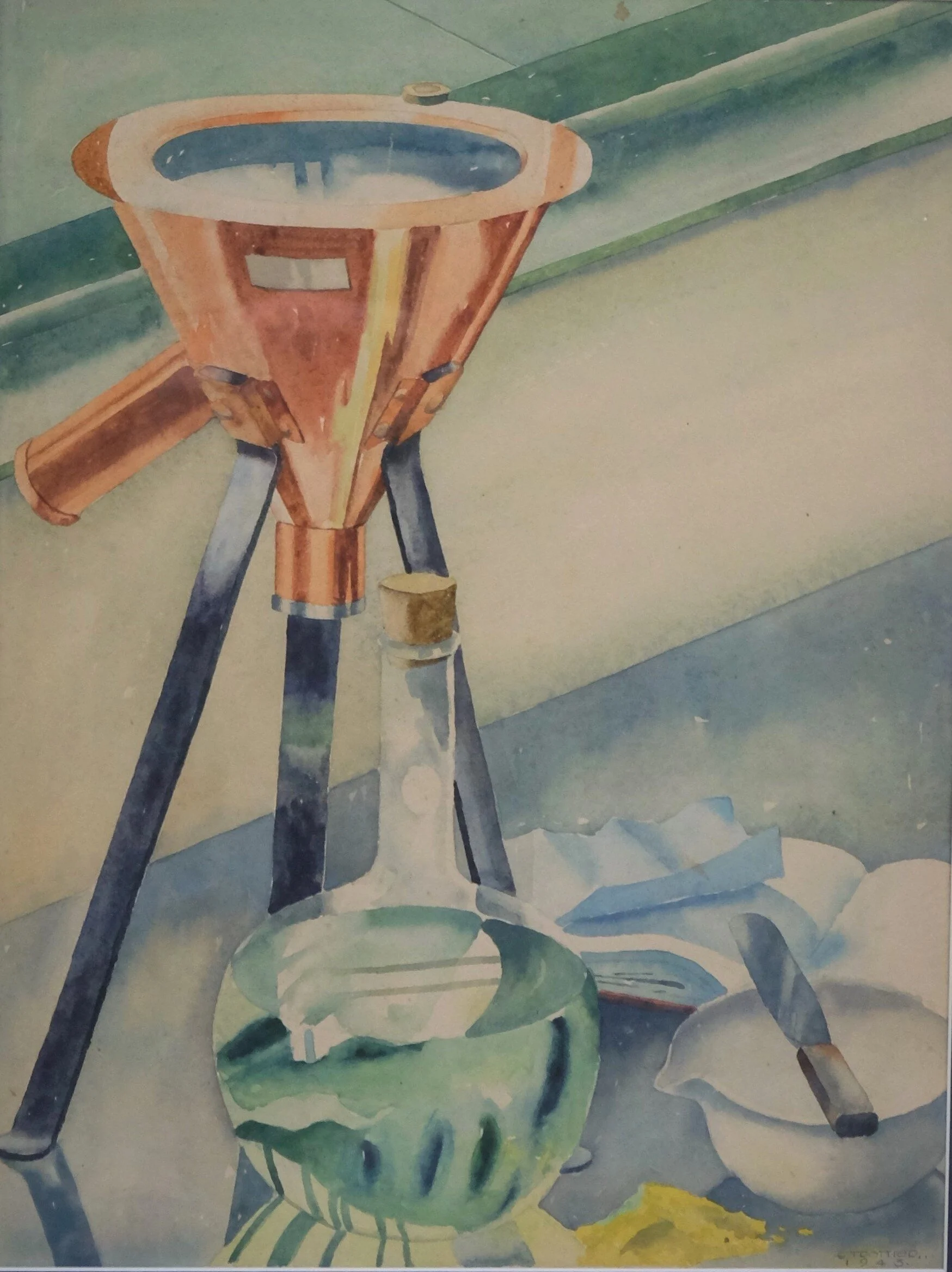 Chemistry Still Life - Ottawa Tech High School 1943 Watercolour on paper 18 X 24