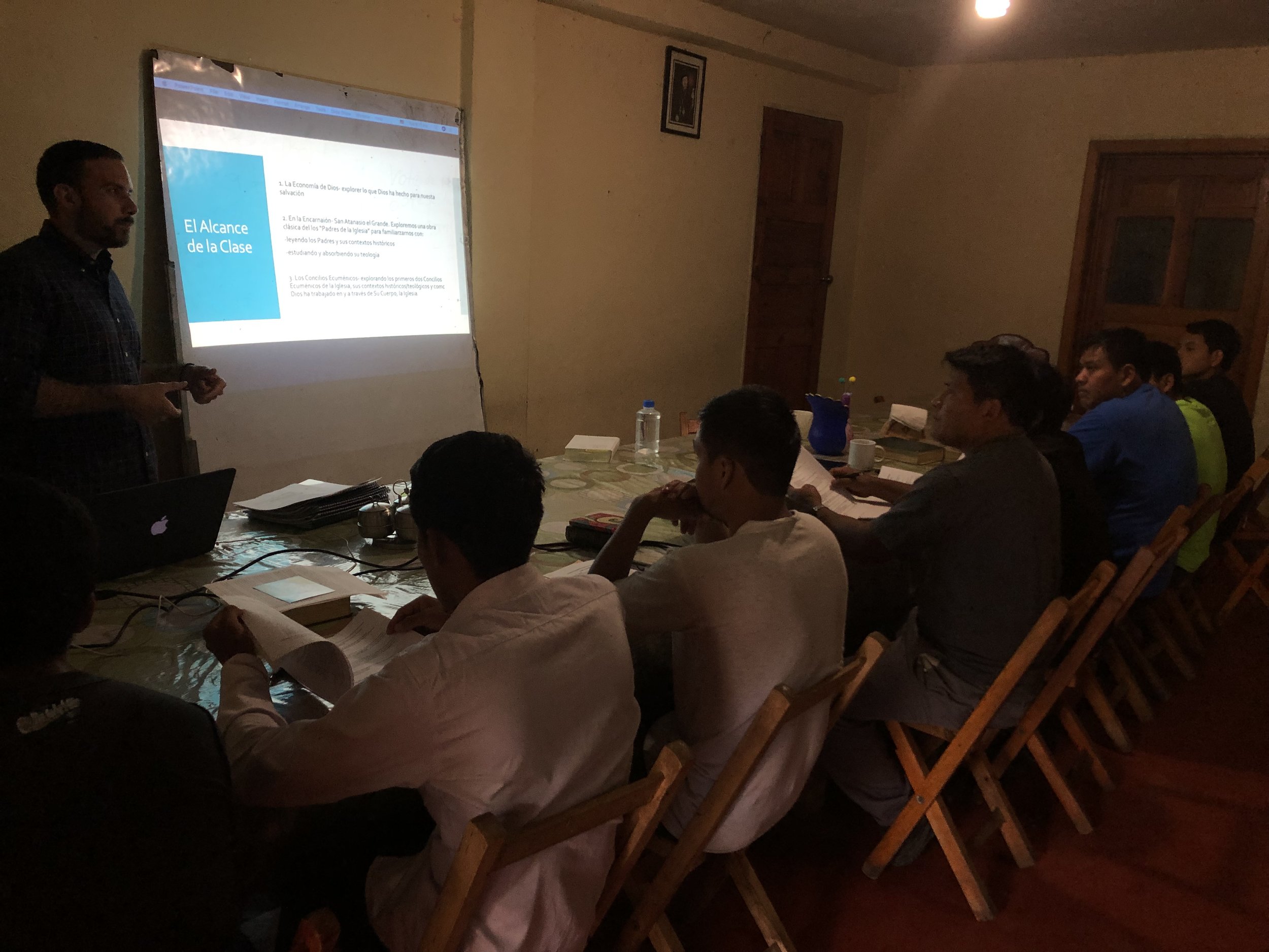 Thomas teaching a class on “The Economy of the Son of God.”