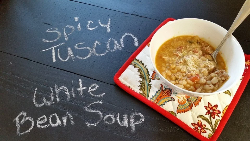 Spicy Tuscan white bean soup!