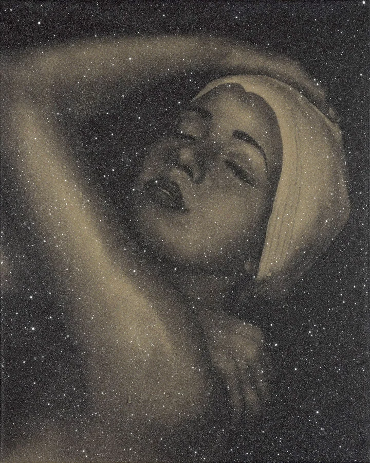 A different angle of the the bather, in the same diamond-dusted fashion as the other prints.