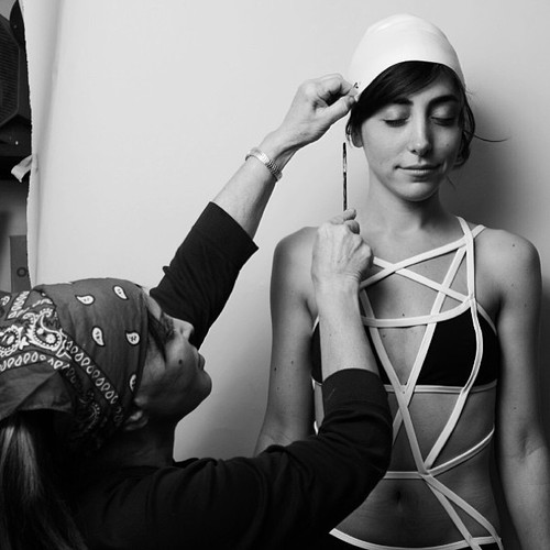 Carole prepping Kendall Tichner for casting