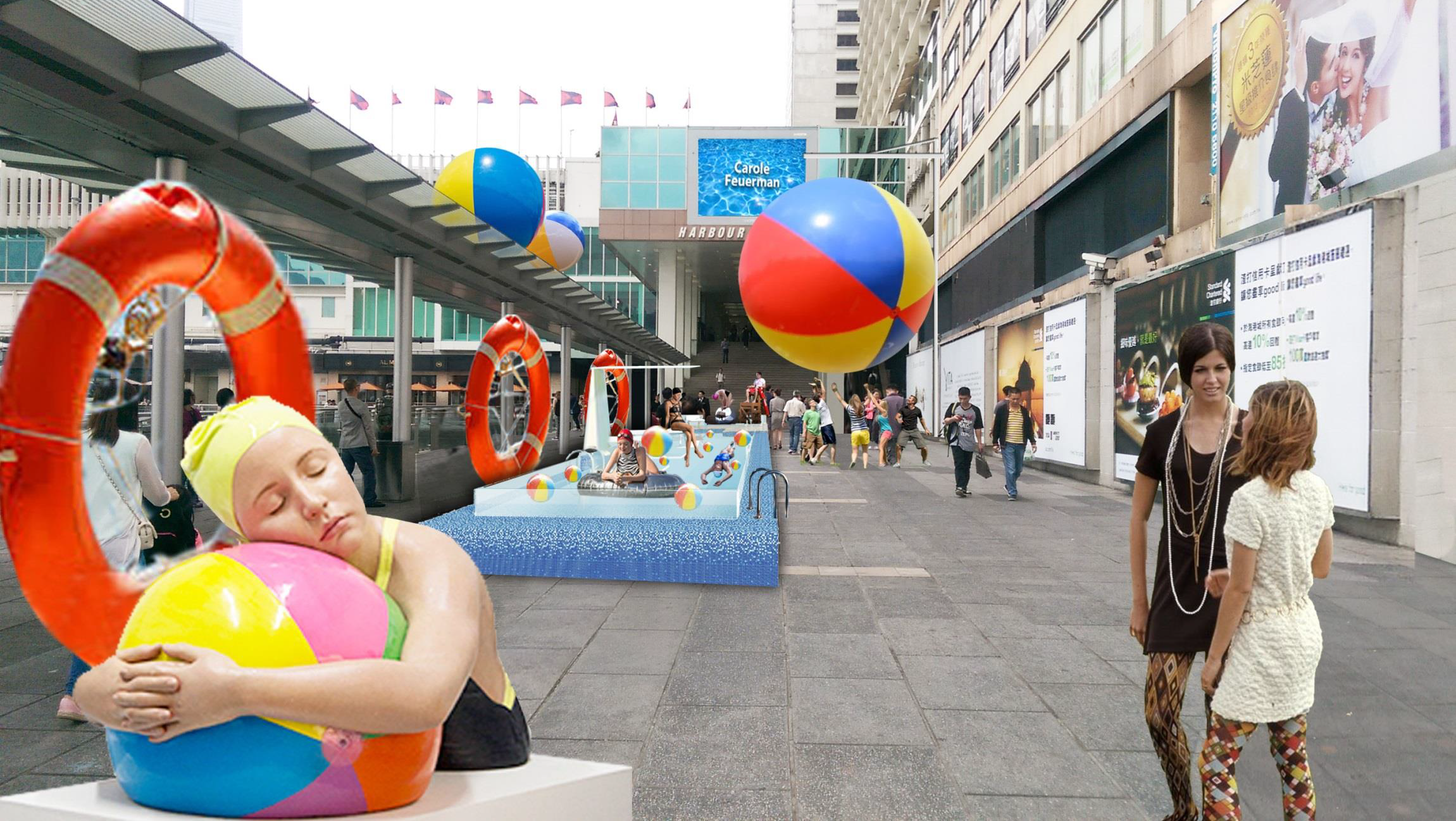 Feuerman's monumental sculpture Brooke With Beach Ball