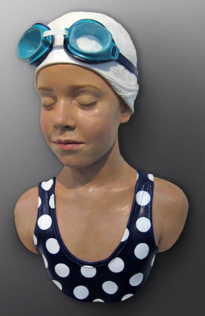 Beach With Googles , 2011. Oil on Resin. 18 x 12 x 7 inches.