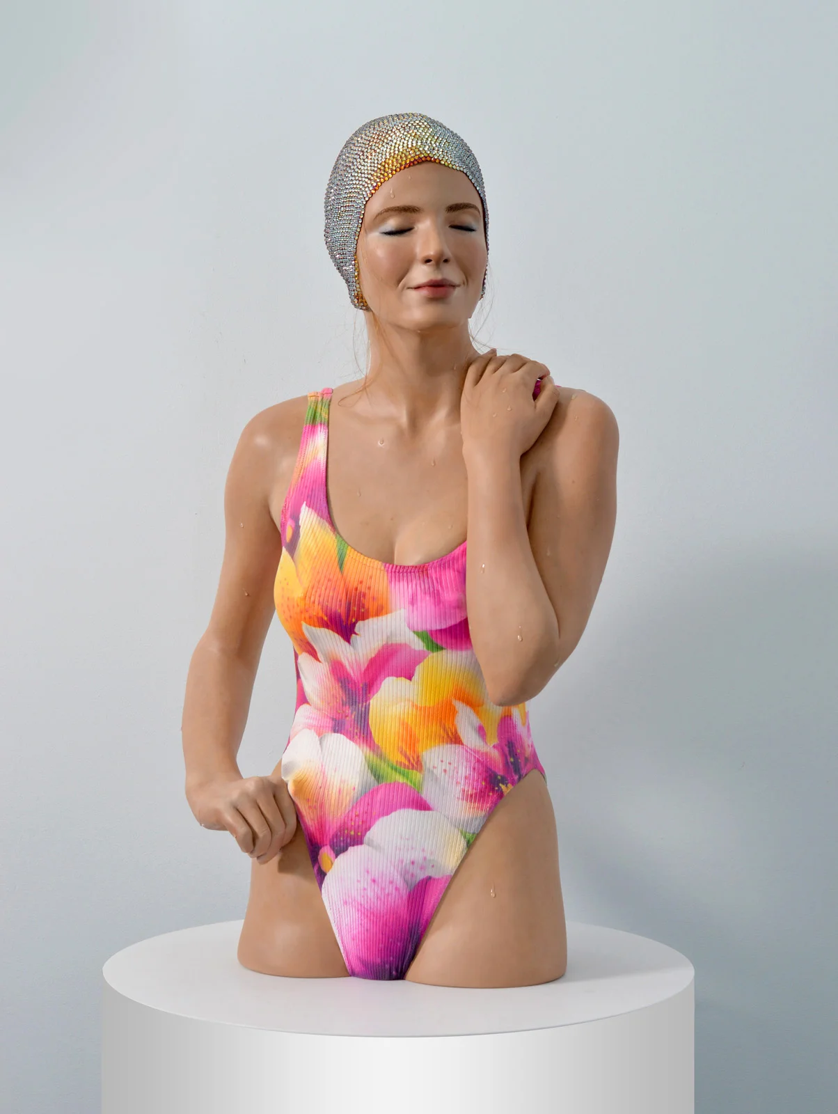 Capri , Life-Size with Opalescent Crystals, Oil Painted Resin, 2017