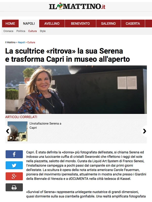 La scultrice «ritrova» la sua Serena e trasforma Capri in museo all'aperto