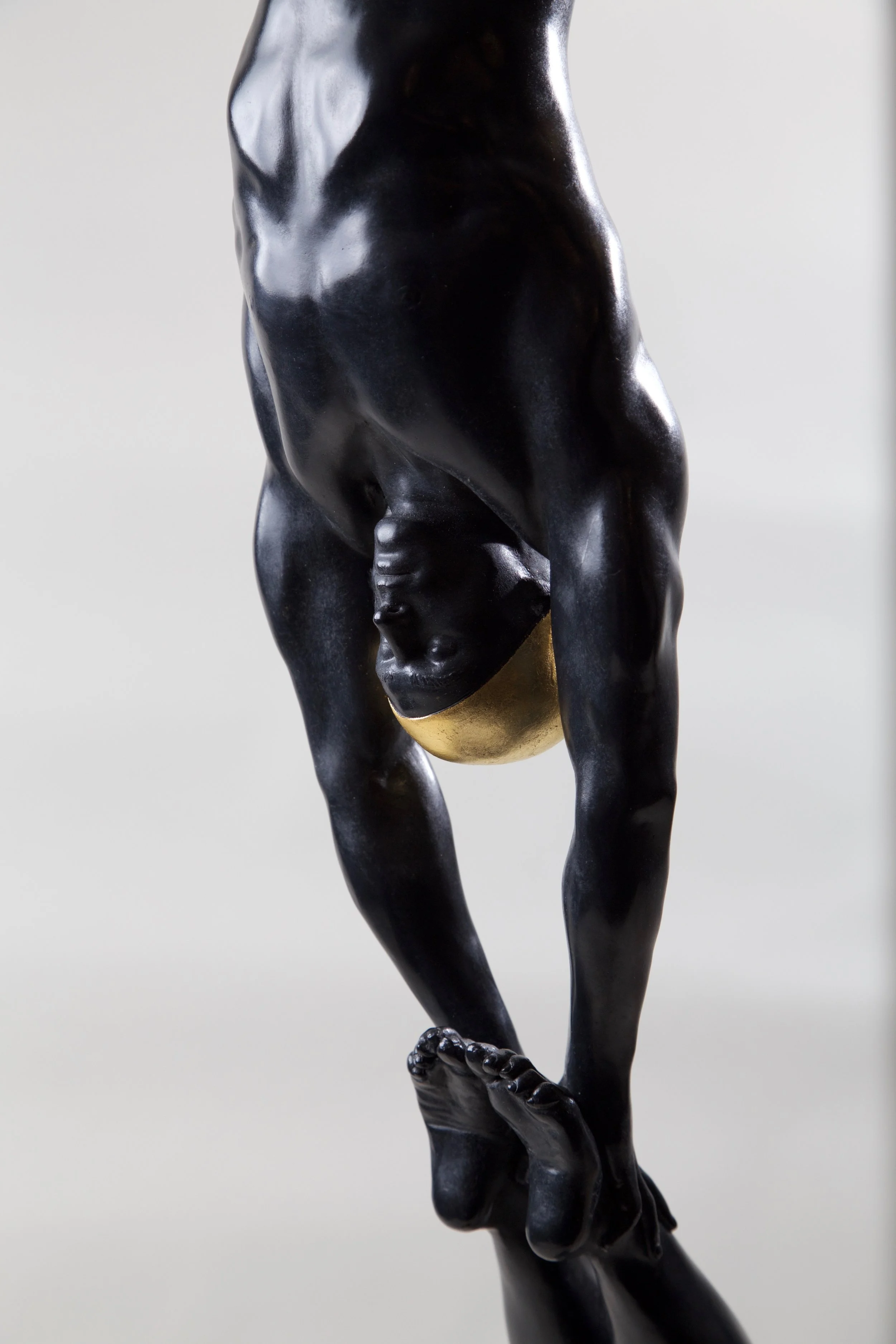 The Double Diver, Black Patina With Gold Leaf Cap, 2015, New York Studio, 48" x 10" x 10"