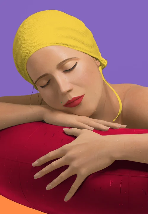 Serena with Yellow Cap, 2012, Archival Mixed Media Print, 33.5 x 24 inches