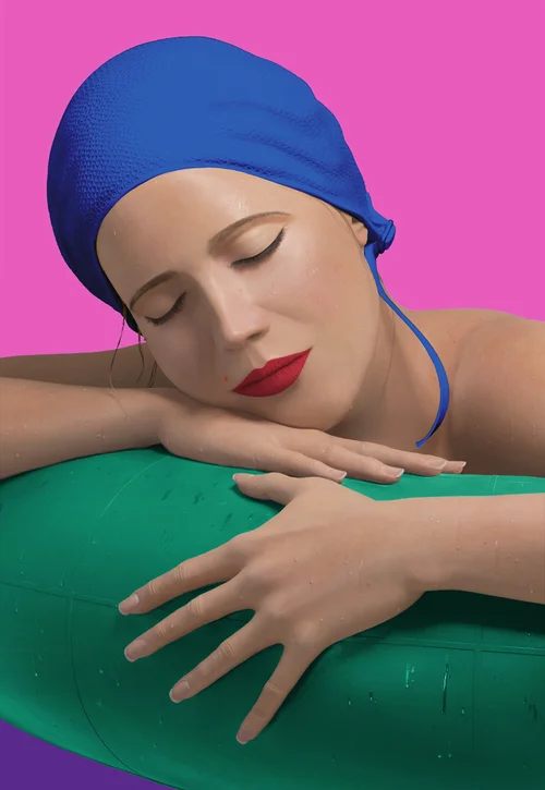 Serena with Blue Cap, 2012, Archival Mixed Media Print, 33.5 x 24 inches