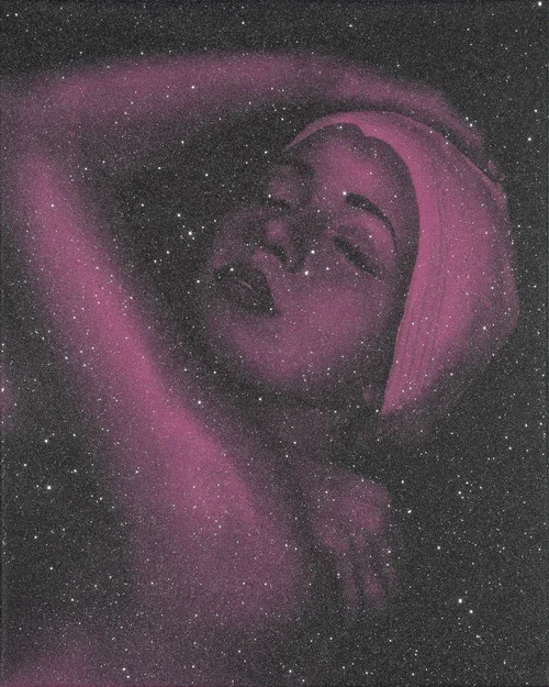 Shower Portrait, 2012, Silkscreen on Canvas with Diamond Dust, 45 x 39 inches
