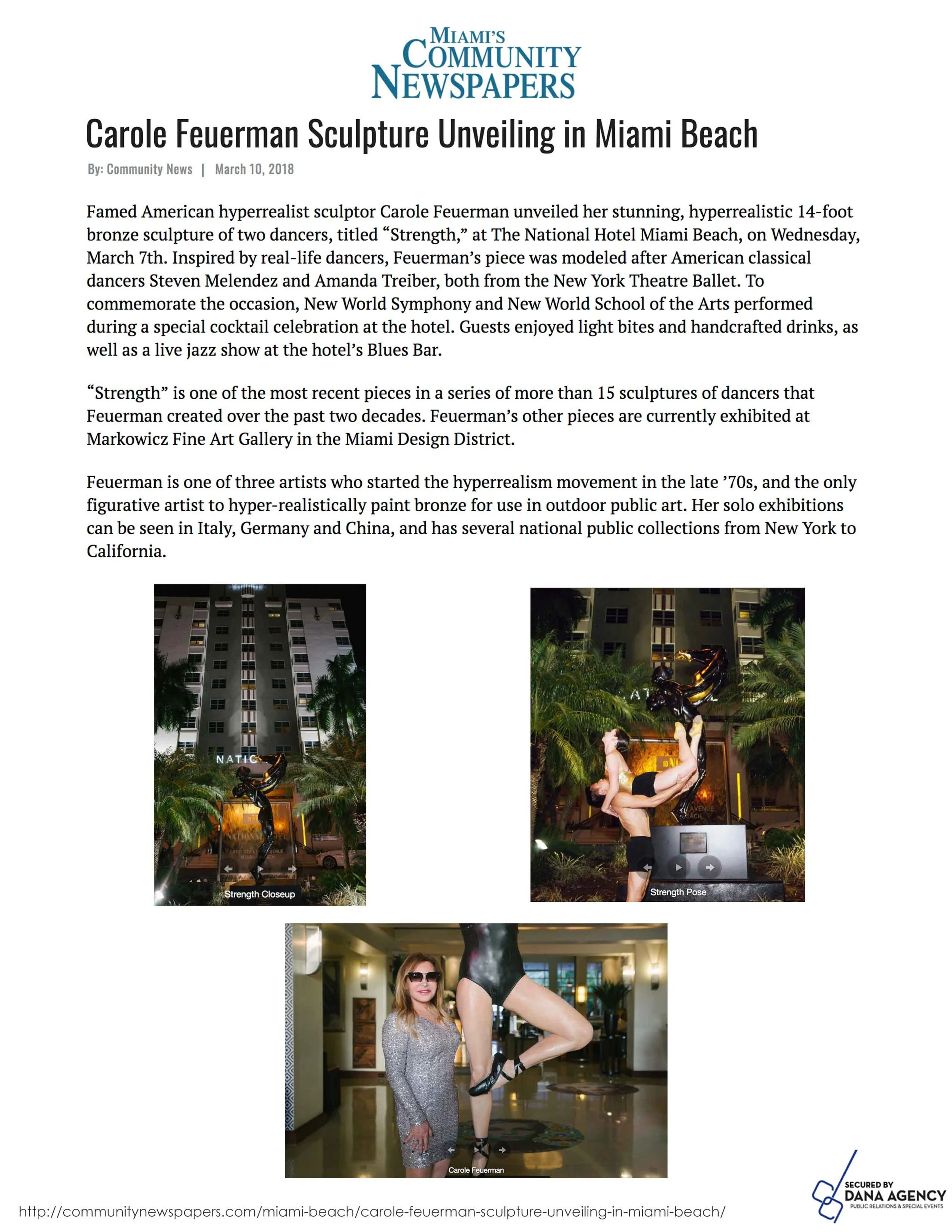 Carole Feuerman Sculpture Unveiling in Miami Beach
