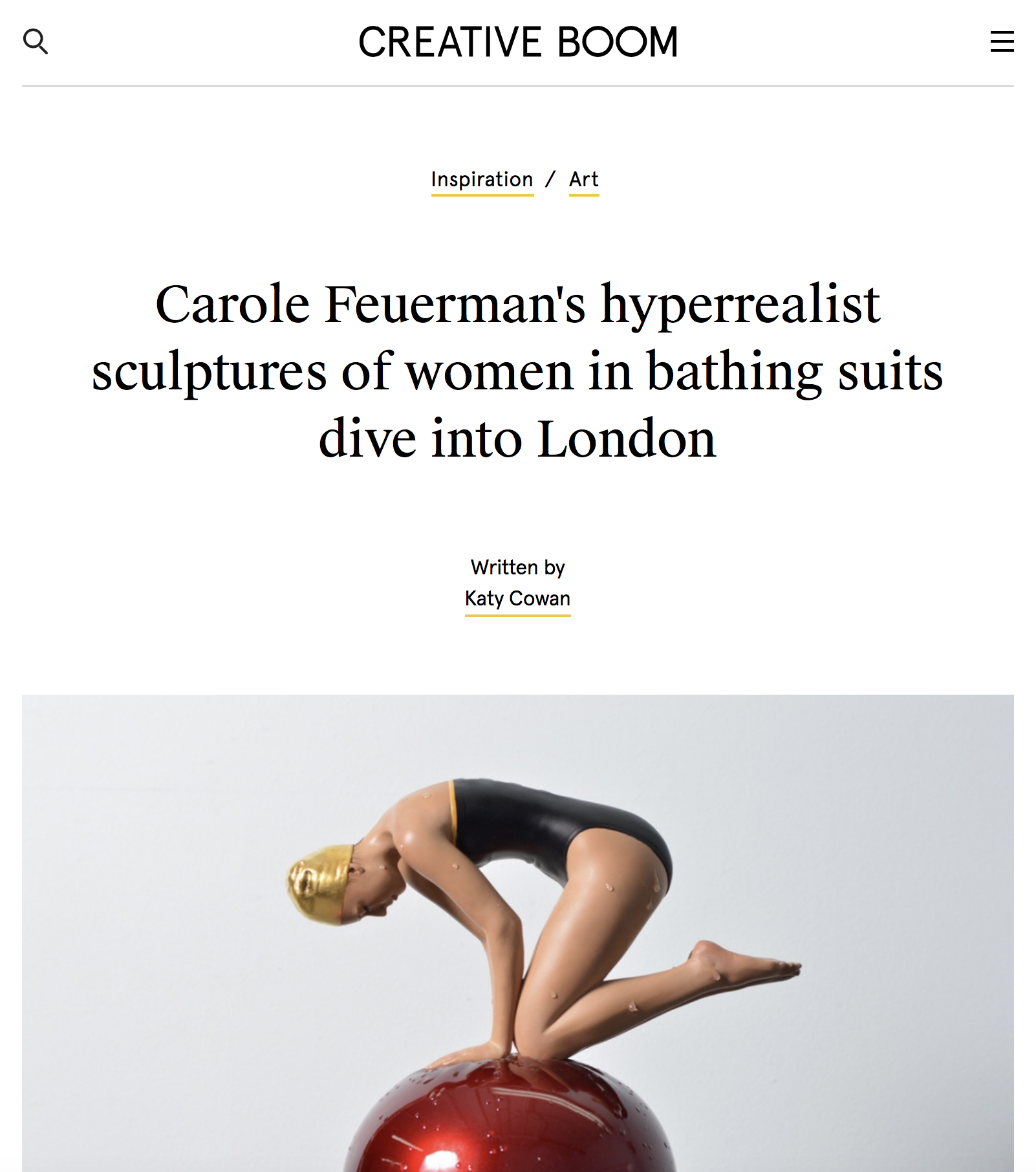Carole Feuerman's Hyperrealist Sculptures of Women in Bathing Suits Dive Into London