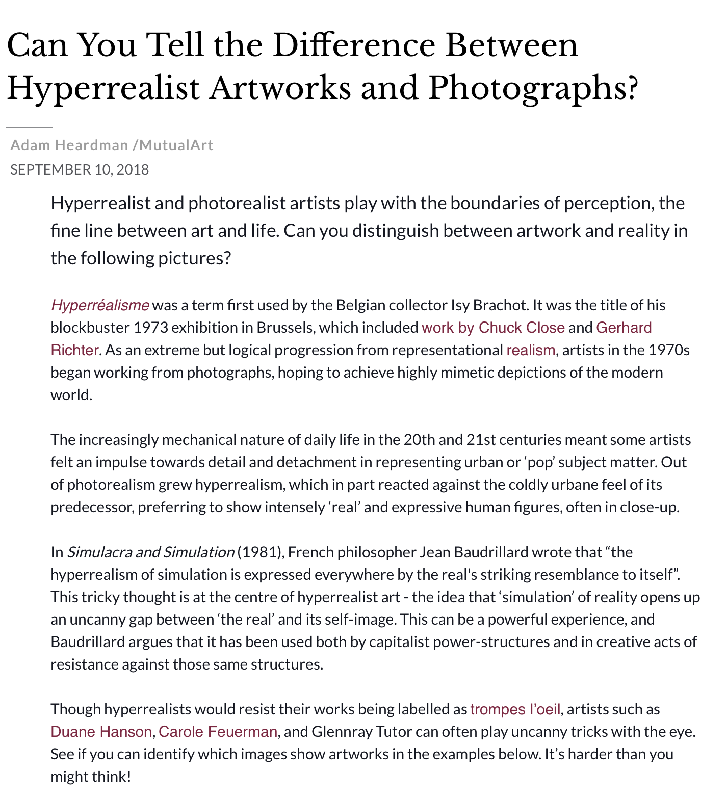 Can You Tell the Difference Between Hyperrealist Artworks and Photographs?