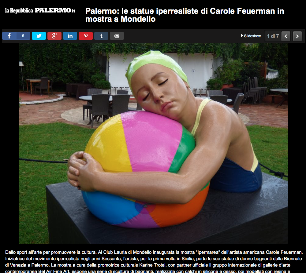 Palermo: le statue iperrealiste di Carole Feuerman in mostra a Mondello