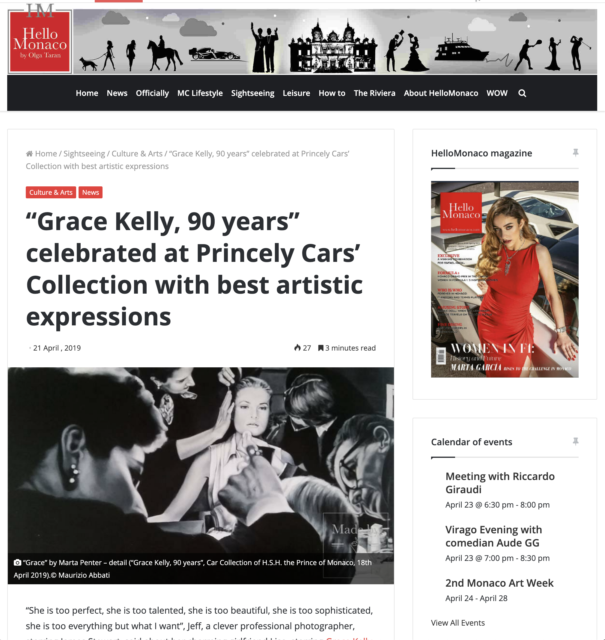 “Grace Kelly, 90 years” celebrated at Princely Cars’ Collection with best artistic expressions