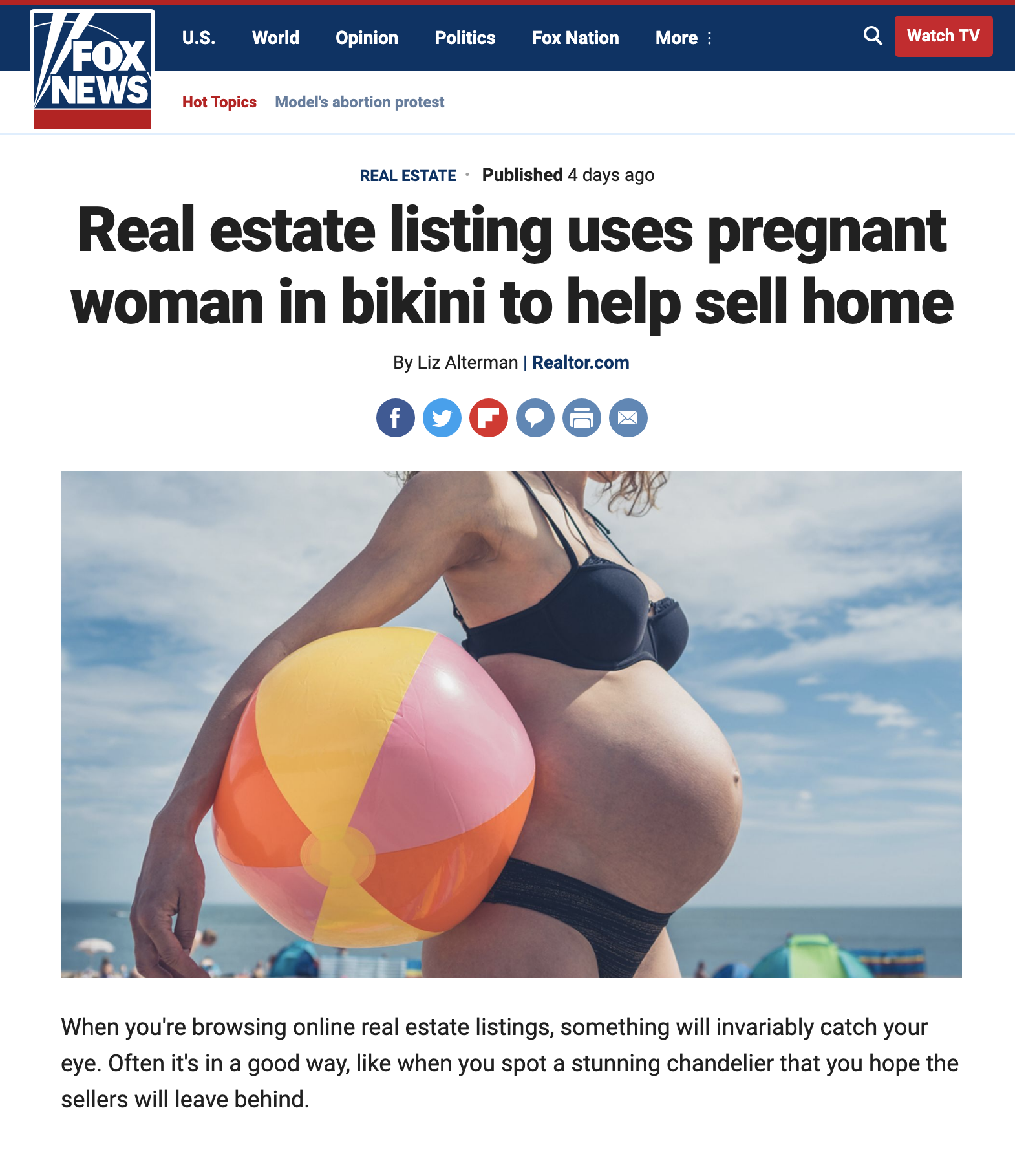 Real estate listing uses pregnant woman in bikini to help sell hom