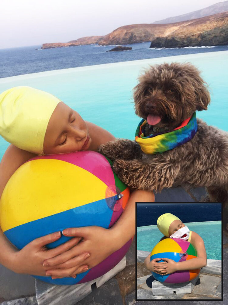 My sculpture, Brooke with Beach Ball