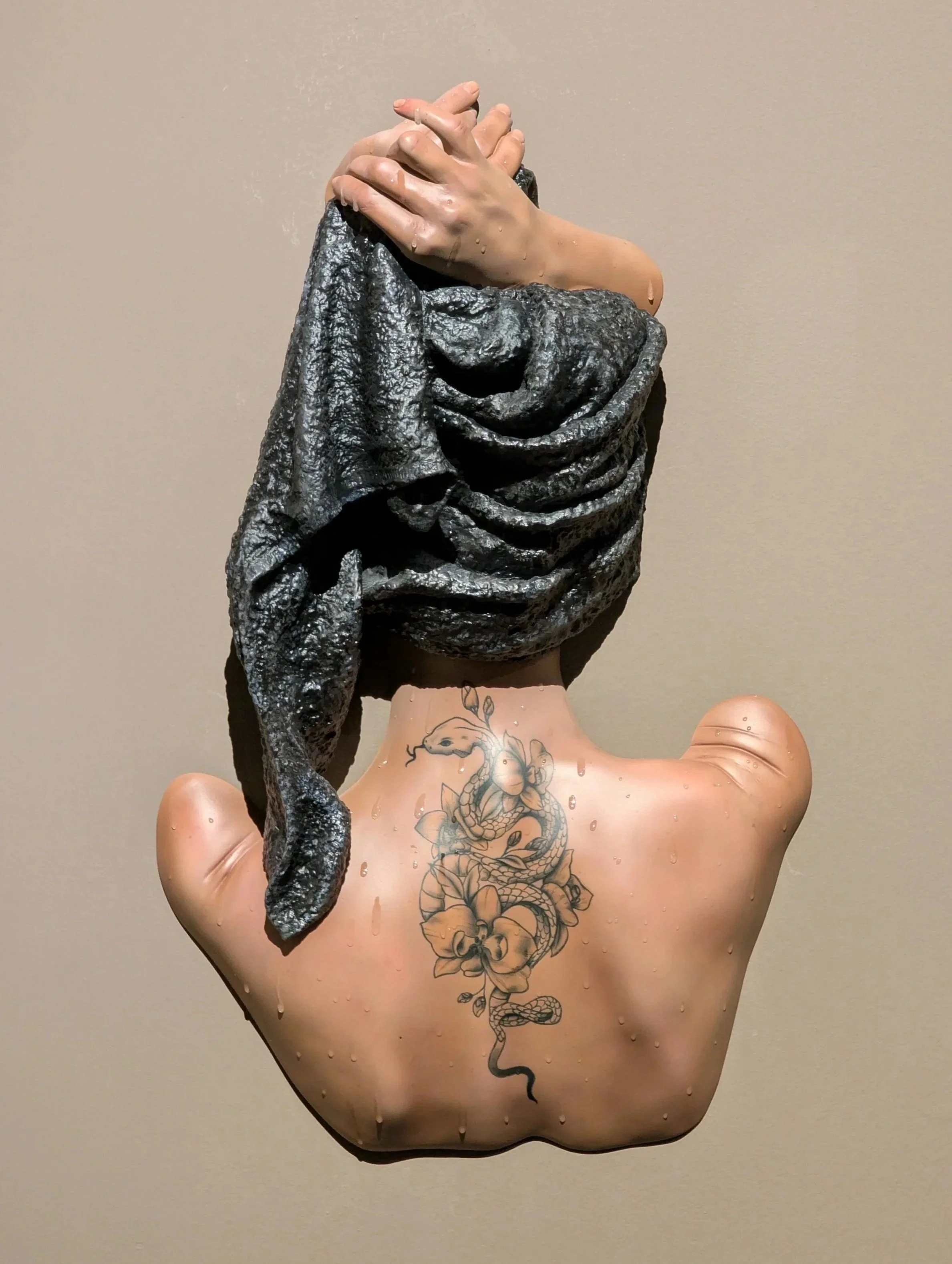 Black Towel with Tattoo