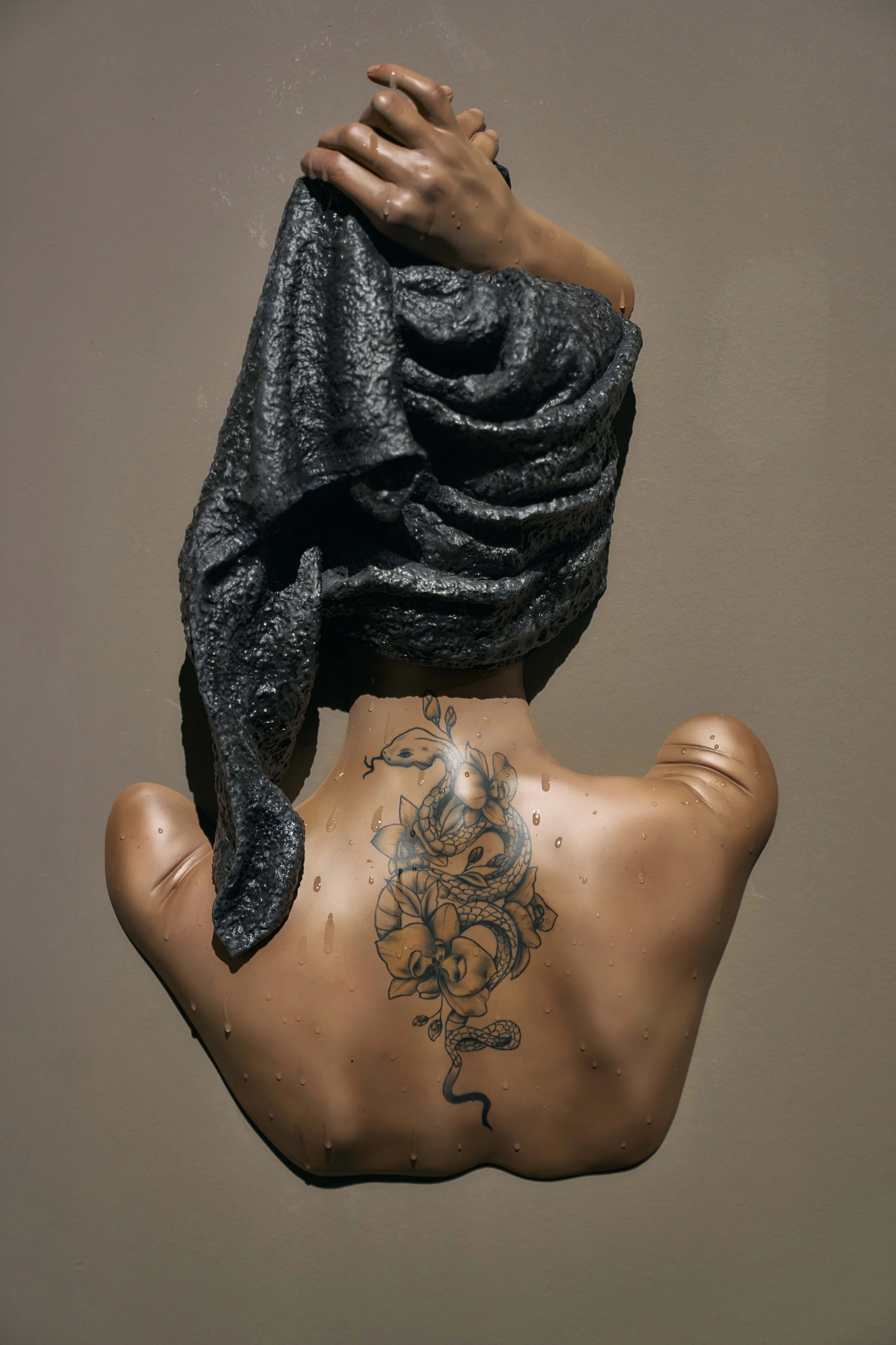 Black Towel with Tattoo