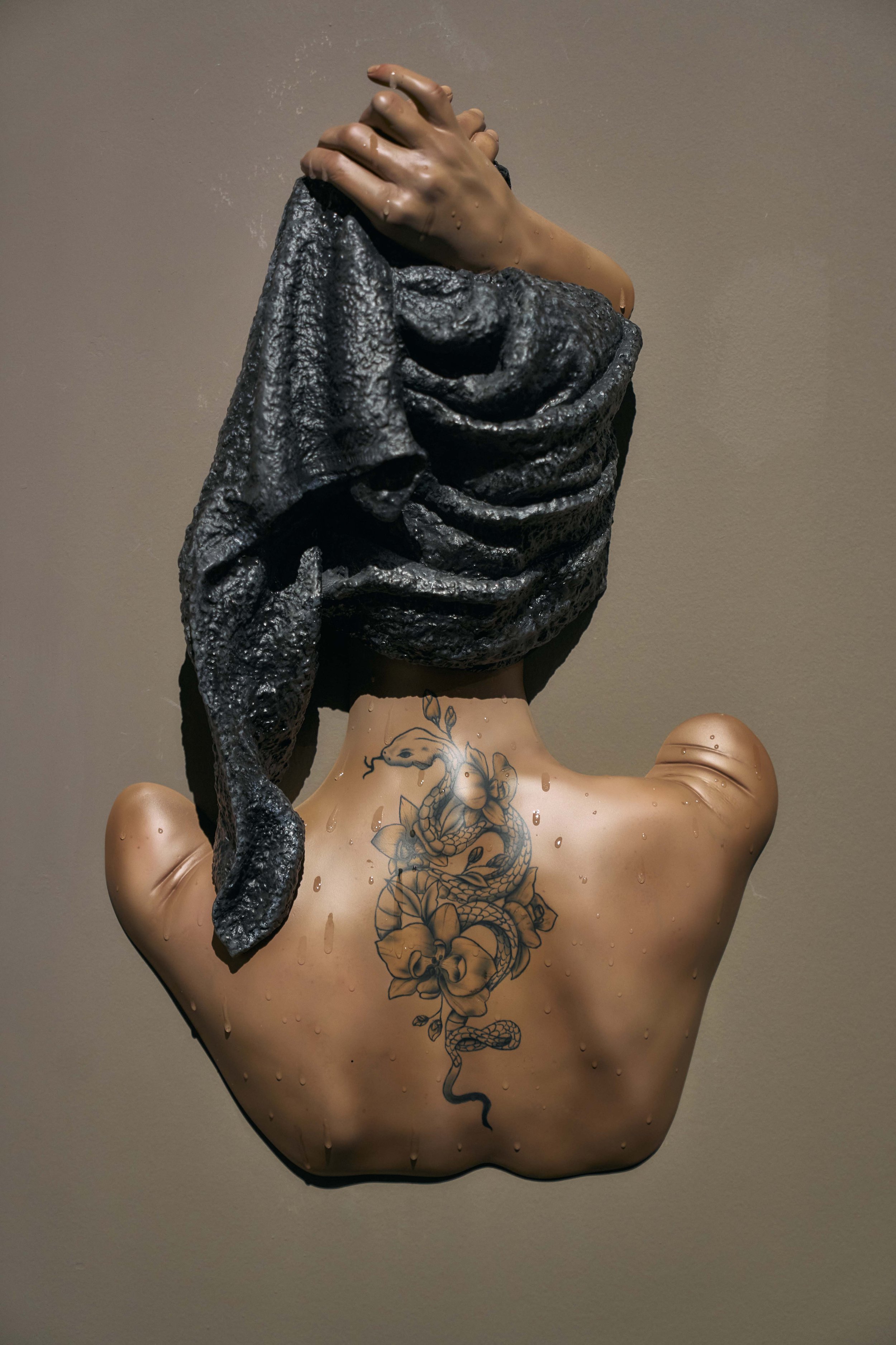 Black Towel with Tattoo