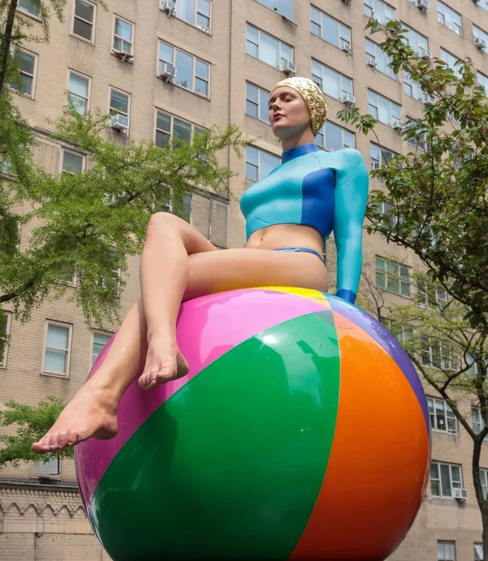 Bibi on the Ball

 

 2021 | 64 x 46 x 34 in (162 x 116 x 86 cm ) | Lacquer on Resin with 24k Gold Leaf | Park Ave, NYC 