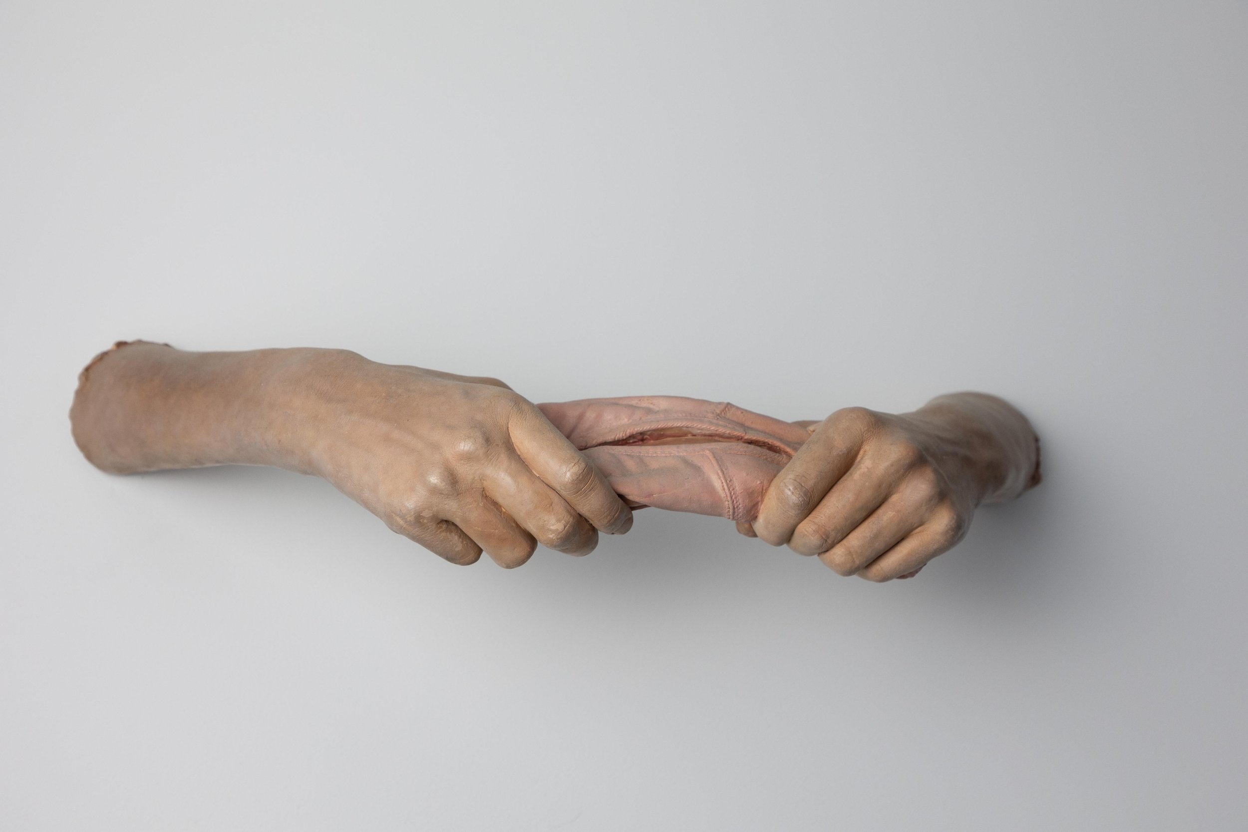  HANDS BREAKING IN THE TOE SHOES 

 

 1981
4 x 20 x 13 in (10 x 51 x 33 cm)
Oil on Resin 