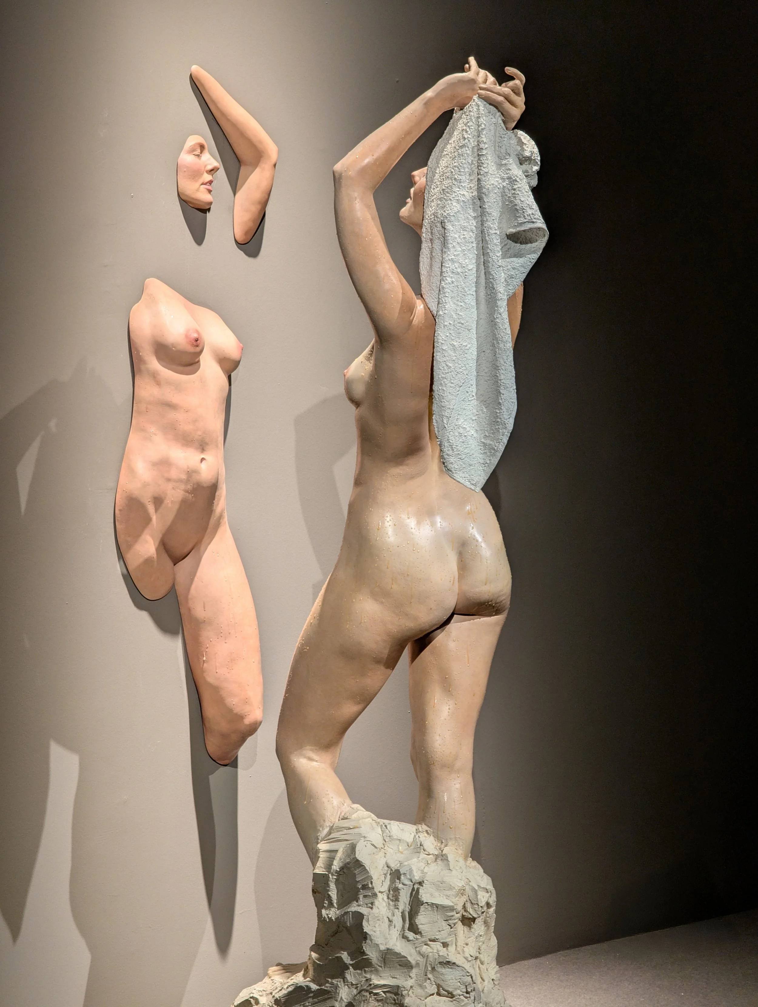 Nude Coming Through the Wall and Reflections

 

  Nude Coming Through the Wall,  1991 | 58 × 15 × 15 in (147 × 38 × 13 cm) |  Oil on Resin   Reflections,  1985 | 75 × 21 × 21 in (191 × 53 × 53 cm) | Oil on Resin | Palazzo Bonaparte, Rome, IT 