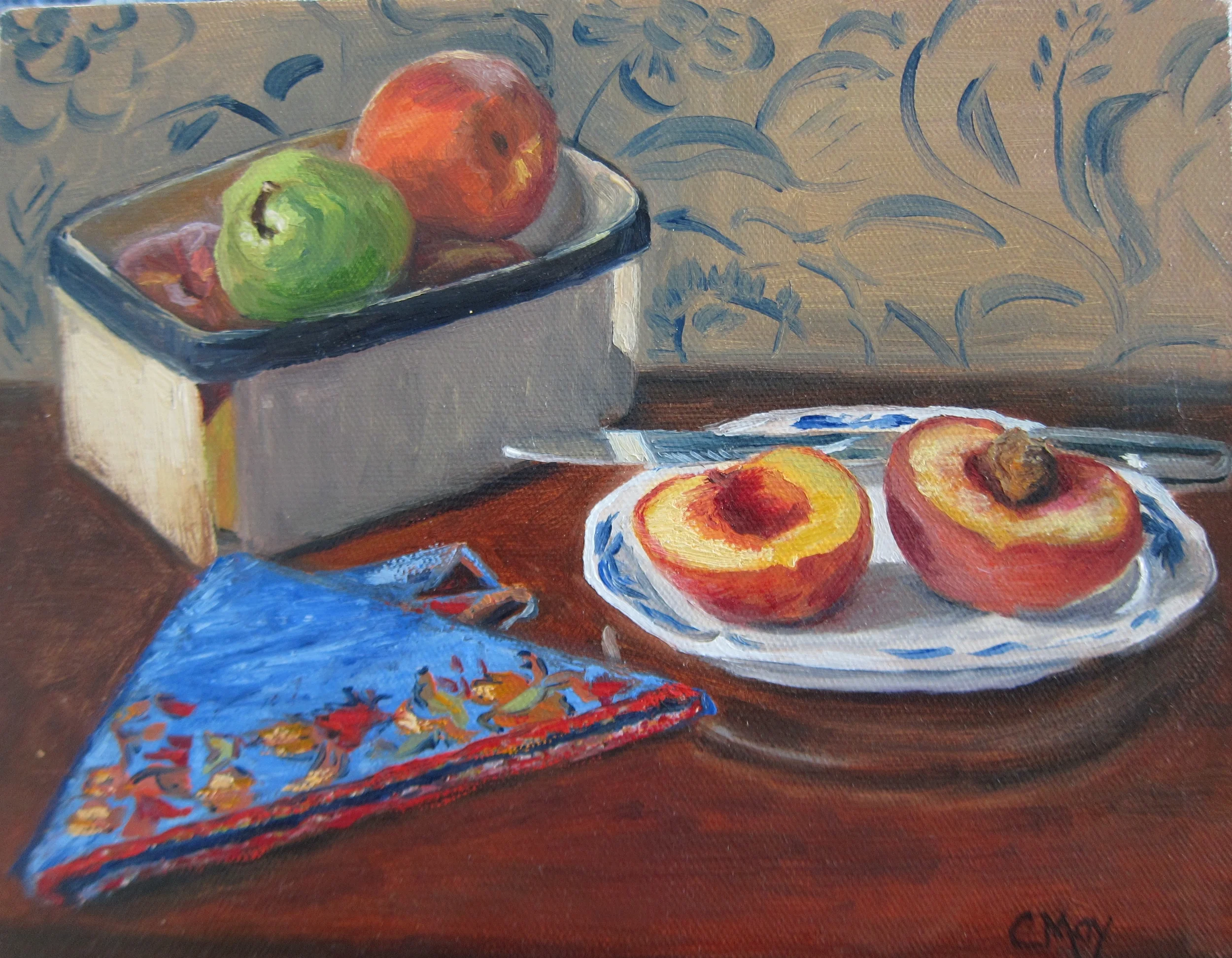 Provençal Napkin &amp; Peaches 9x12 $650