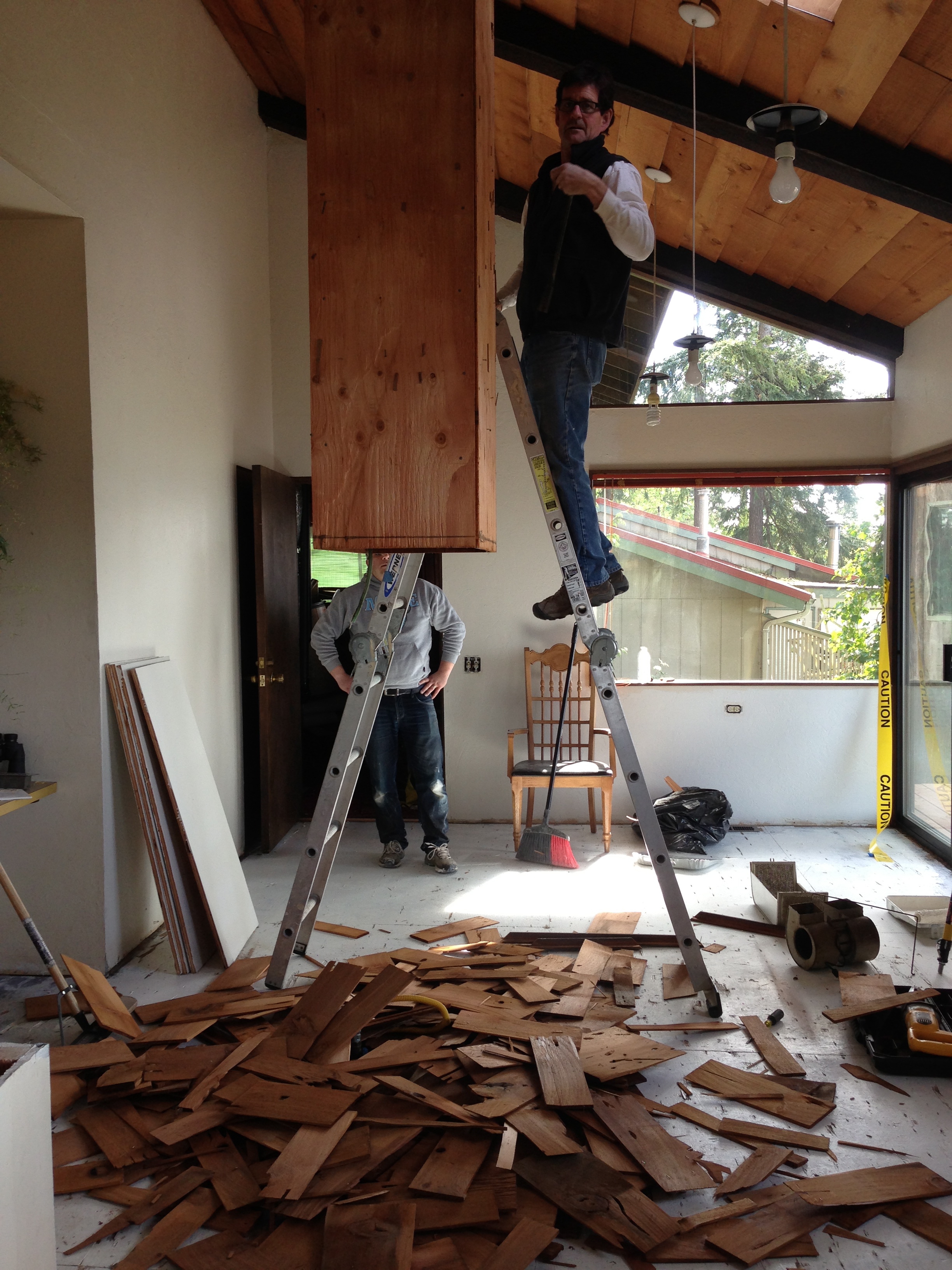 Lots of shingles were removed during this phase. LOTS. That whole giant hood went bye-bye, actually.