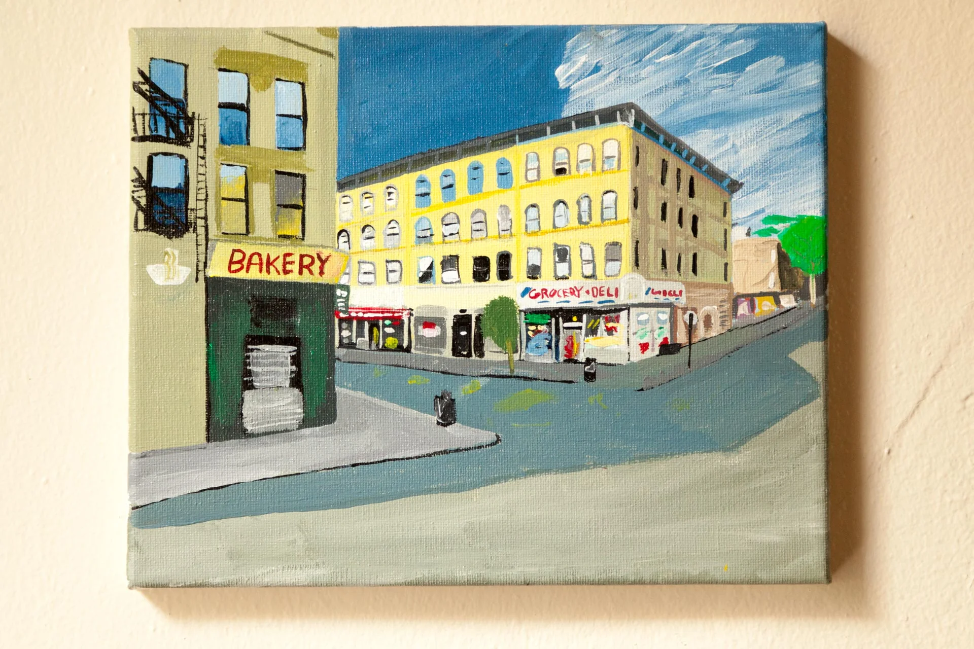 Hart St. and Knickerbocker Ave, Acrylic on Canvas, 8"x10", 2015