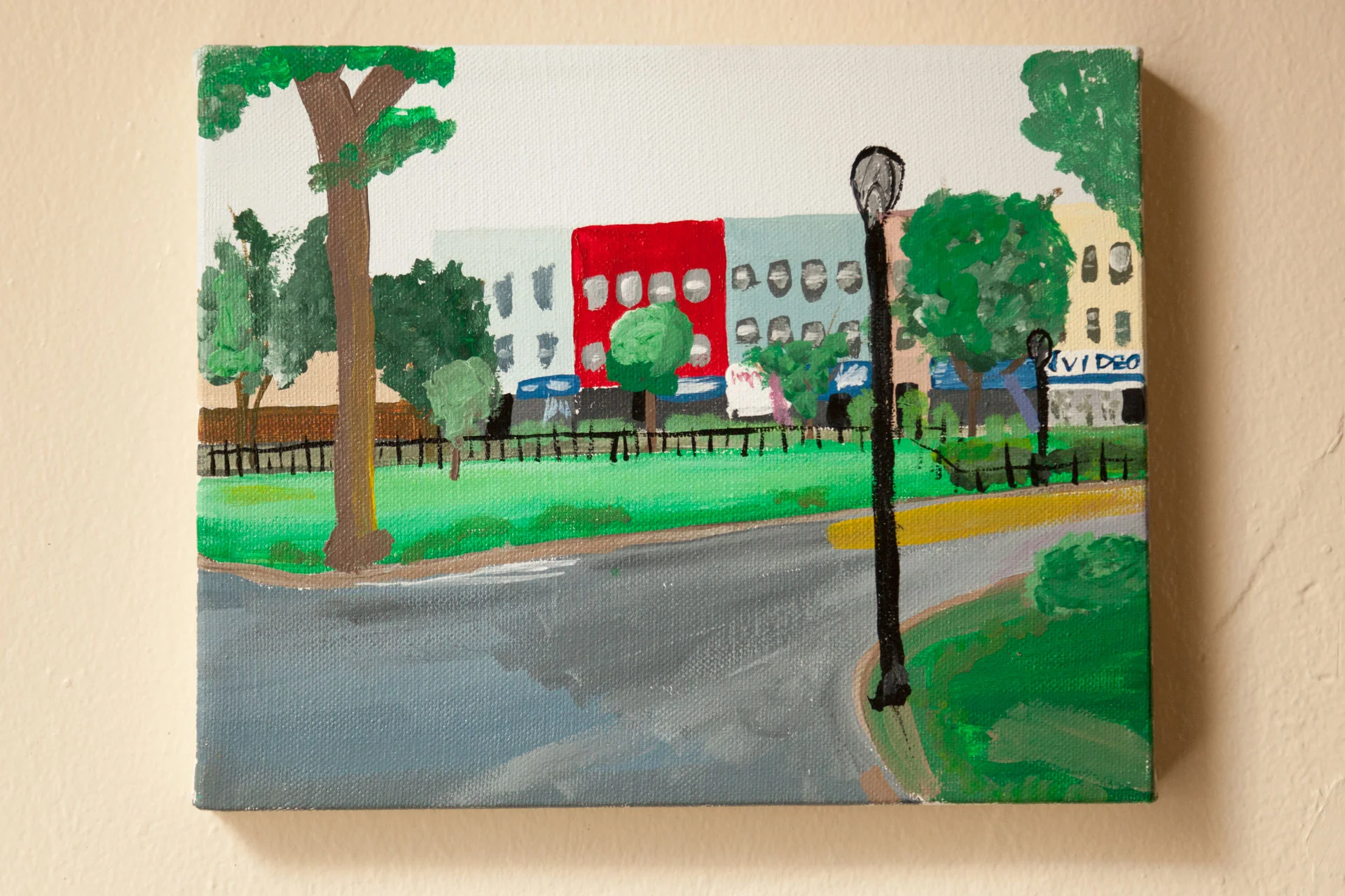 Knickerbocker Ave from Maria Herñandez Park, Acrylic on Canvas, 8"x10", 2015
