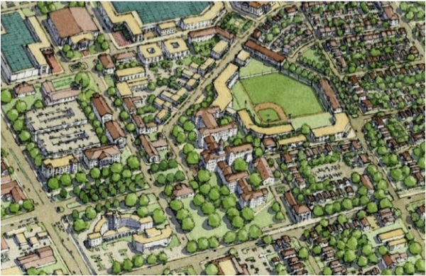 Bull Street PUD + DA aerial view