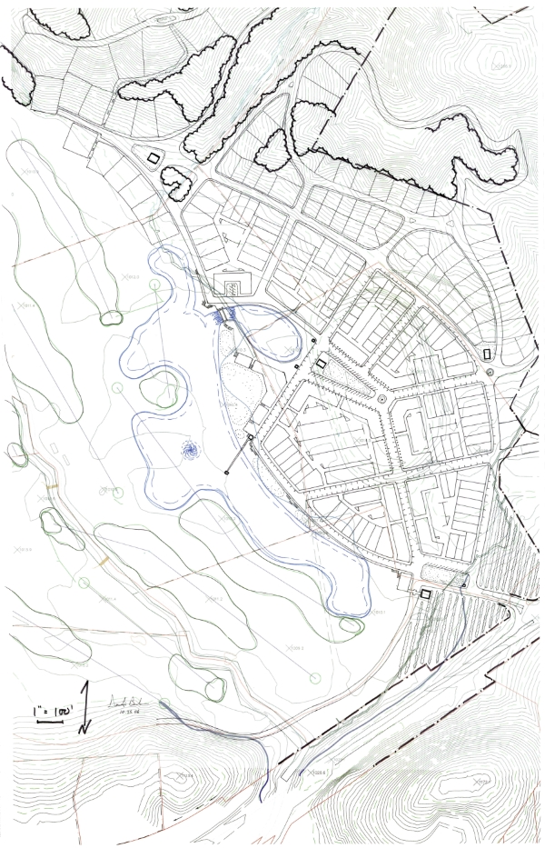 Travelers Rest masterplan with topography