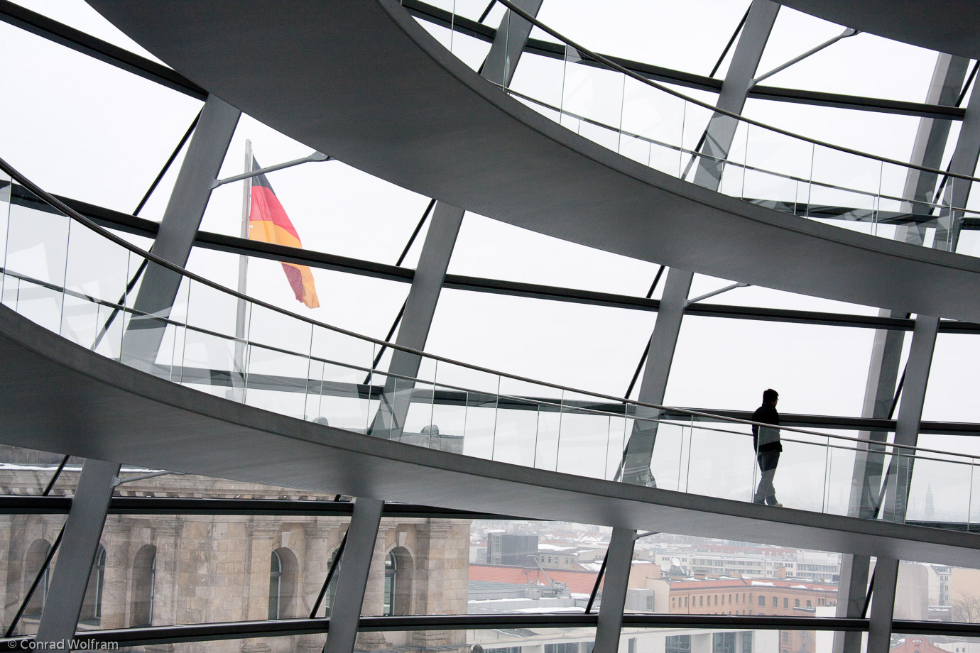Descending the Reichstag